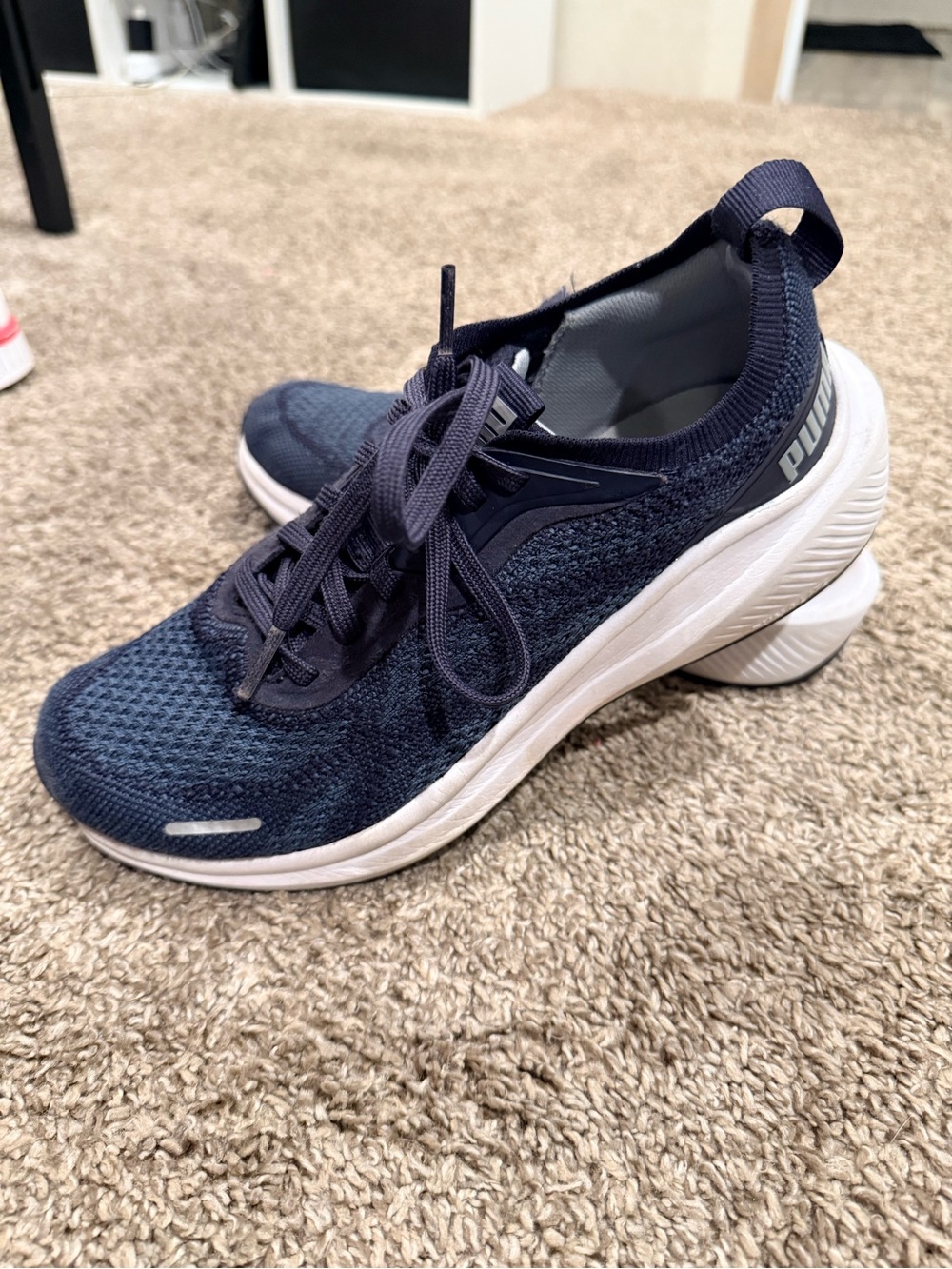 Puma Navy & White Knit Athletic Sneakers for Women